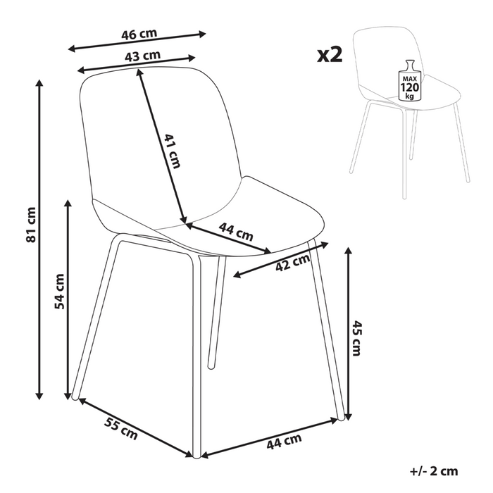 Set di 2 sedie da pranzo in plastica beige con seduta profonda Design moderno e contemporaneo per la sala da pranzo