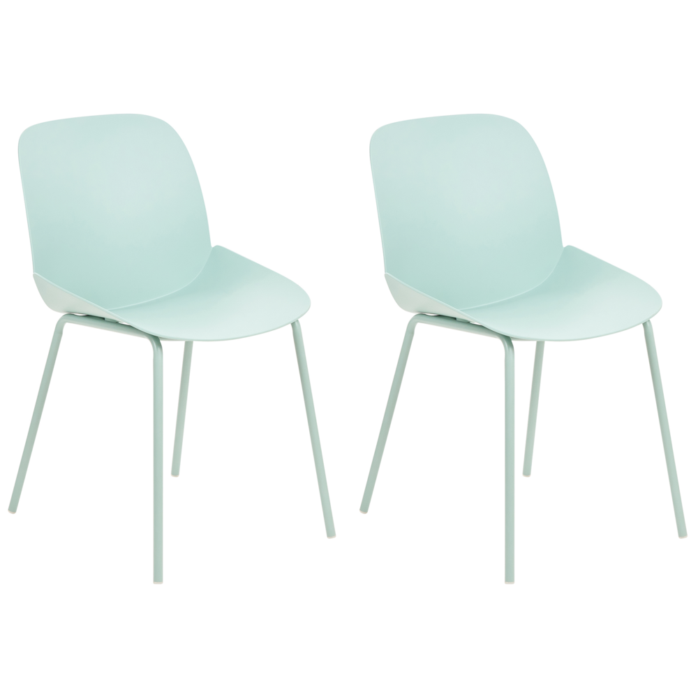 Set di 2 sedie da pranzo in plastica verde menta con seduta profonda Design moderno e contemporaneo per la sala da pranzo