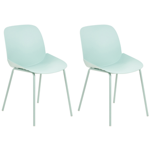 Set di 2 sedie da pranzo in plastica verde menta con seduta profonda Design moderno e contemporaneo per la sala da pranzo