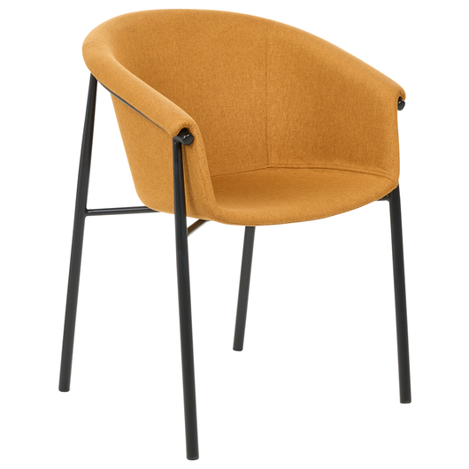 Set di 2 sedie da pranzo con imbottitura in tessuto arancione Seduta da pranzo dal design moderno e contemporaneo