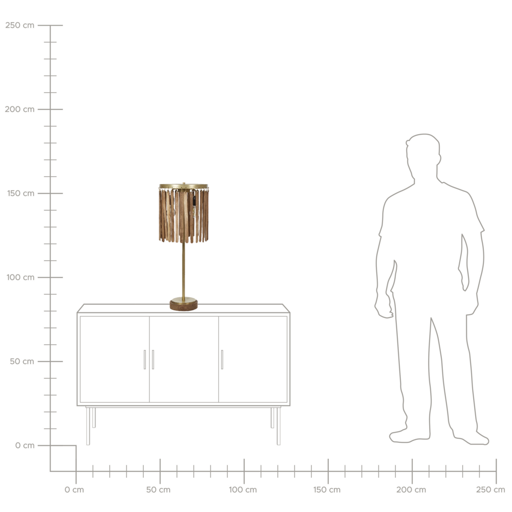 Lampada da tavolo in legno di mango scuro con ferro d'ottone Design classico Illuminazione moderna per la casa