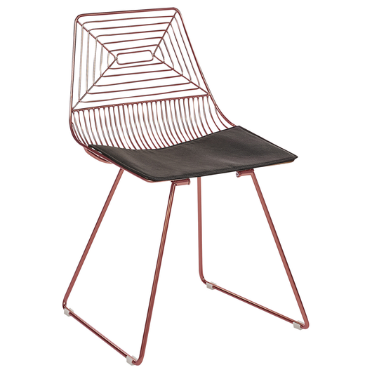 Set di 2 sedie in metallo oro rosa con cuscino in pelle stile moderno industriale