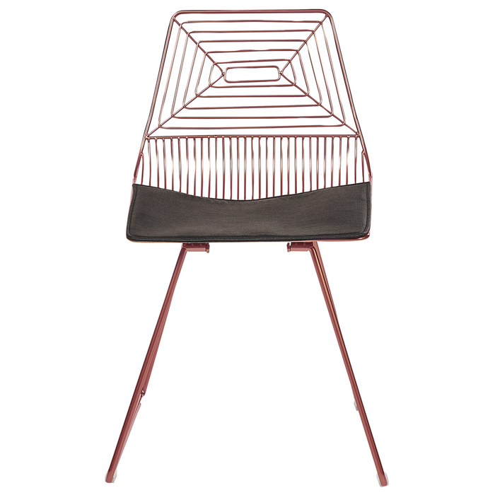 Set di 2 sedie in metallo oro rosa con cuscino in pelle stile moderno industriale