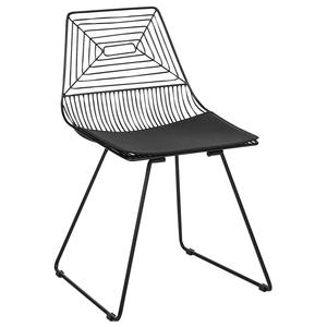 Set di 2 sedie in metallo nero con cuscino in pelle stile moderno industriale