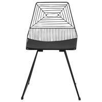 Set di 2 sedie in metallo nero con cuscino in pelle stile moderno industriale