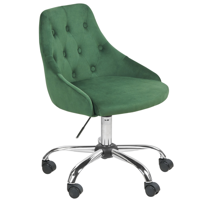 Sedia da ufficio girevole in velluto verde con bottoni regolabili in altezza ufficio di casa