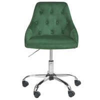 Sedia da ufficio girevole in velluto verde con bottoni regolabili in altezza ufficio di casa