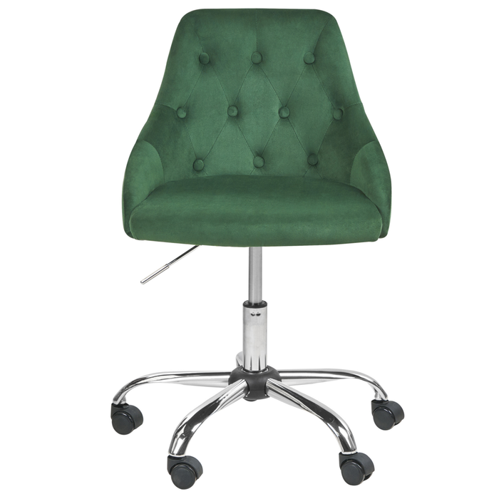 Sedia da ufficio girevole in velluto verde con bottoni regolabili in altezza ufficio di casa