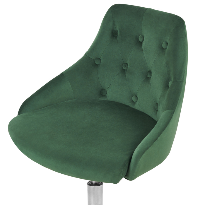 Sedia da ufficio girevole in velluto verde con bottoni regolabili in altezza ufficio di casa