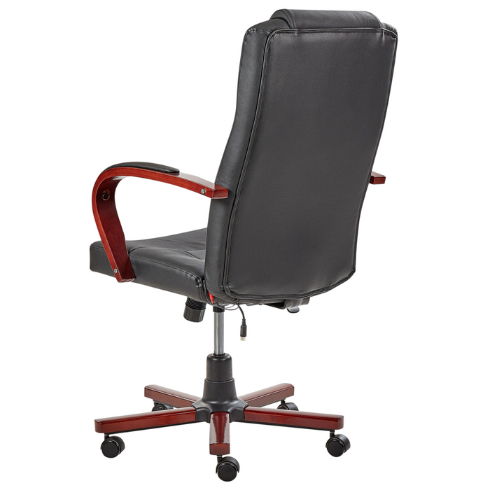 Sedia da Massaggio in Vera Pelle Nera Girevole Altezza Regolabile