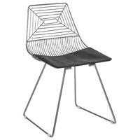 Set di 2 sedie in metallo argento con cuscino in pelle stile moderno industriale