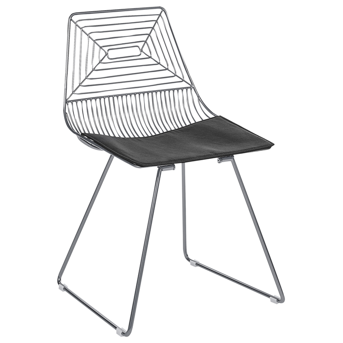 Set di 2 sedie in metallo argento con cuscino in pelle stile moderno industriale