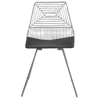 Set di 2 sedie in metallo argento con cuscino in pelle stile moderno industriale