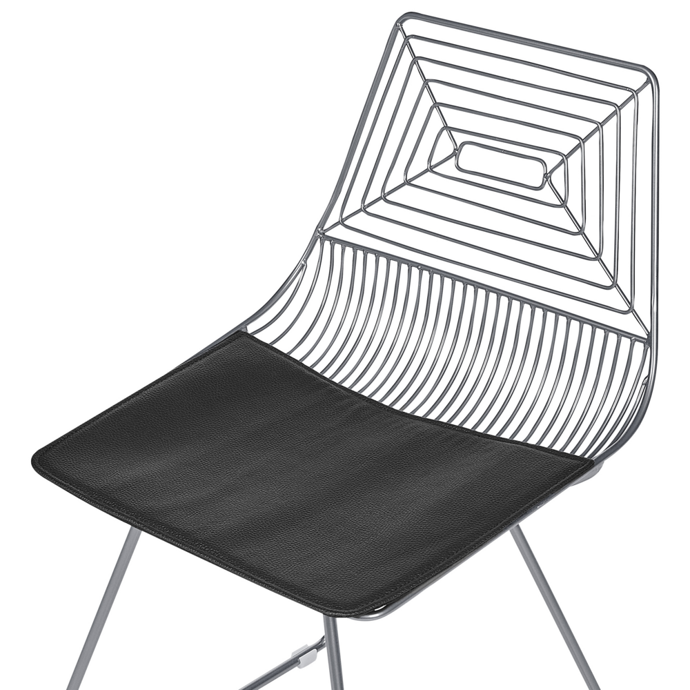 Set di 2 sedie in metallo argento con cuscino in pelle stile moderno industriale