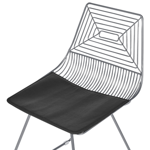 Set di 2 sedie in metallo argento con cuscino in pelle stile moderno industriale