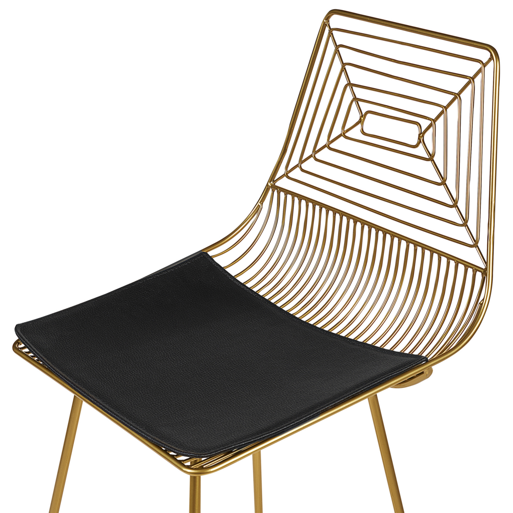 Set di 2 sgabelli in metallo oro con imbottitura in pelle stile moderno contemporaneo