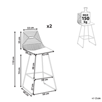 Set di 2 sgabelli in metallo oro rosa con imbottitura in pelle stile moderno contemporaneo