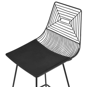 Set di 2 sgabelli in metallo nero con imbottitura in pelle stile moderno contemporaneo