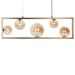 Lampadario con lampadine multiple in metallo e ottone soggiorno glamour