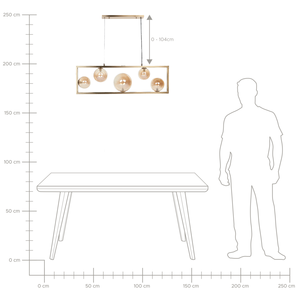 Lampadario con lampadine multiple in metallo e ottone soggiorno glamour