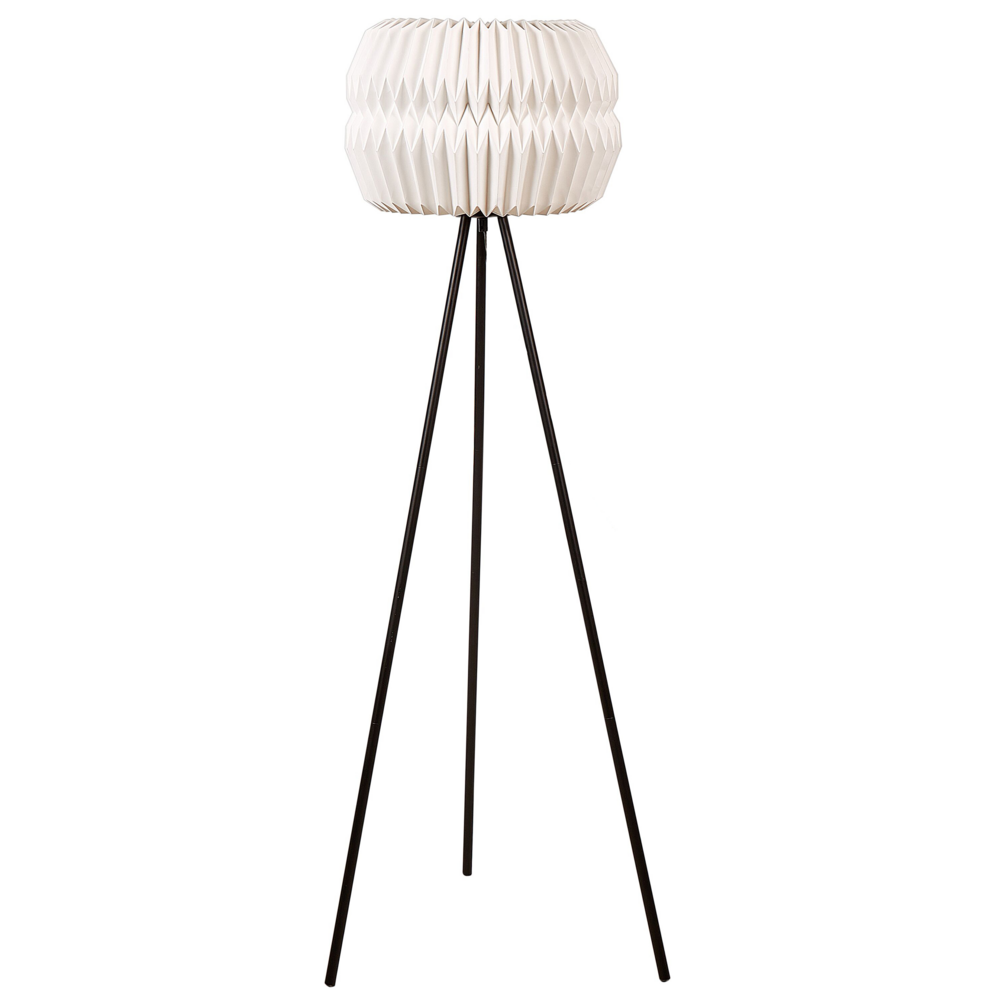 Lampada da terra a treppiede con paralume in carta e metallo nero 138 cm stile contemporaneo