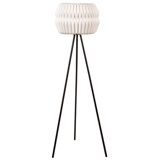 Lampada da terra a treppiede con paralume in carta e metallo nero 138 cm stile contemporaneo