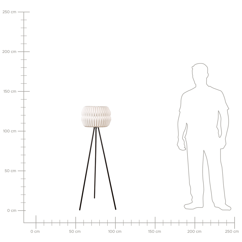 Lampada da terra a treppiede con paralume in carta e metallo nero 138 cm stile contemporaneo