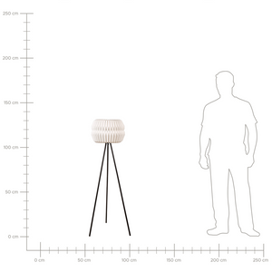 Lampada da terra a treppiede con paralume in carta e metallo nero 138 cm stile contemporaneo