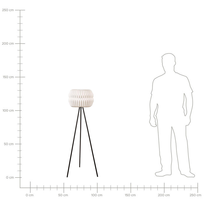 Lampada da terra a treppiede con paralume in carta e metallo nero 138 cm stile contemporaneo