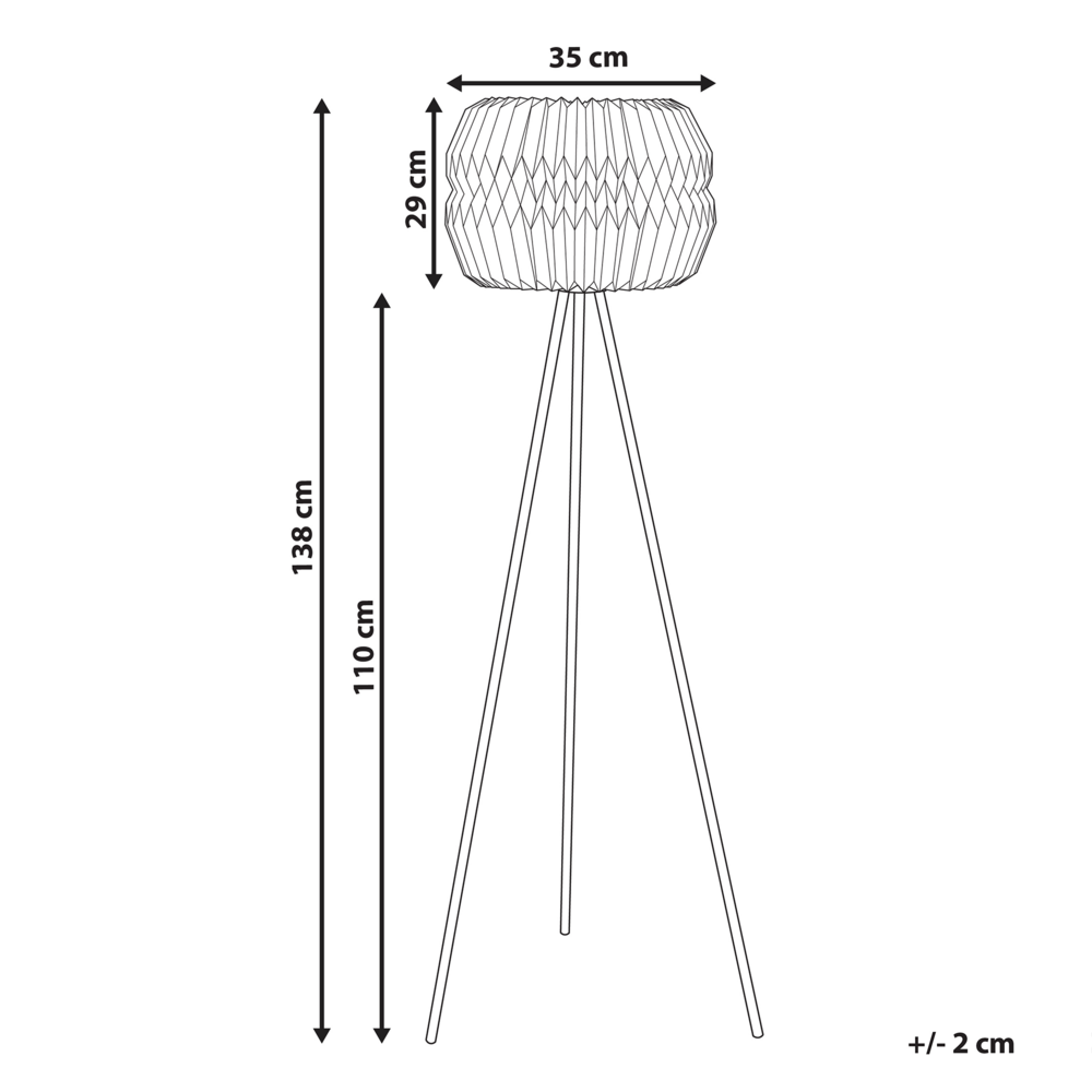 Lampada da terra a treppiede con paralume in carta e metallo nero 138 cm stile contemporaneo