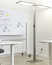 Lampada da terra a LED in metallo argentato con sensore di movimento soggiorno camera da letto stile moderno