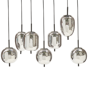 Lampadario in vetro argentato con 7 luci vetro 122 cm design moderno soggiorno contemporaneo