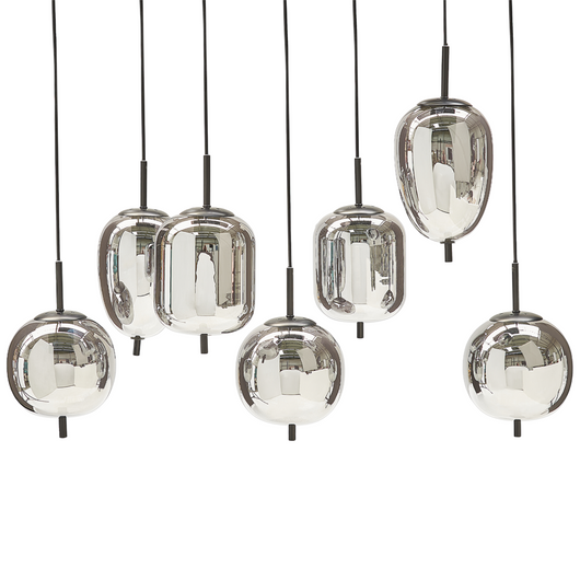 Lampadario in vetro argentato con 7 luci vetro 122 cm design moderno soggiorno contemporaneo