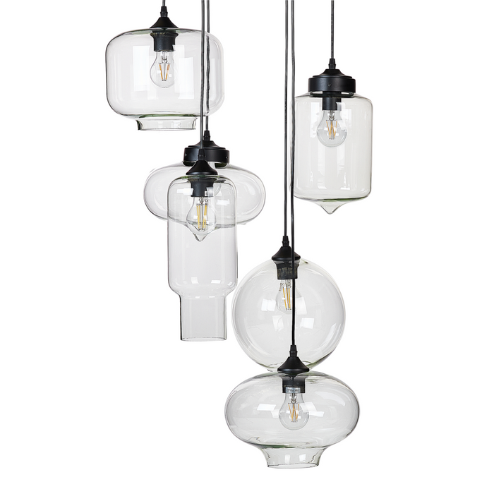 Lampadario in vetro trasparente con 6 luci 155 cm stile moderno soggiorno contemporaneo