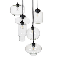 Lampadario in vetro trasparente con 6 luci 155 cm stile moderno soggiorno contemporaneo