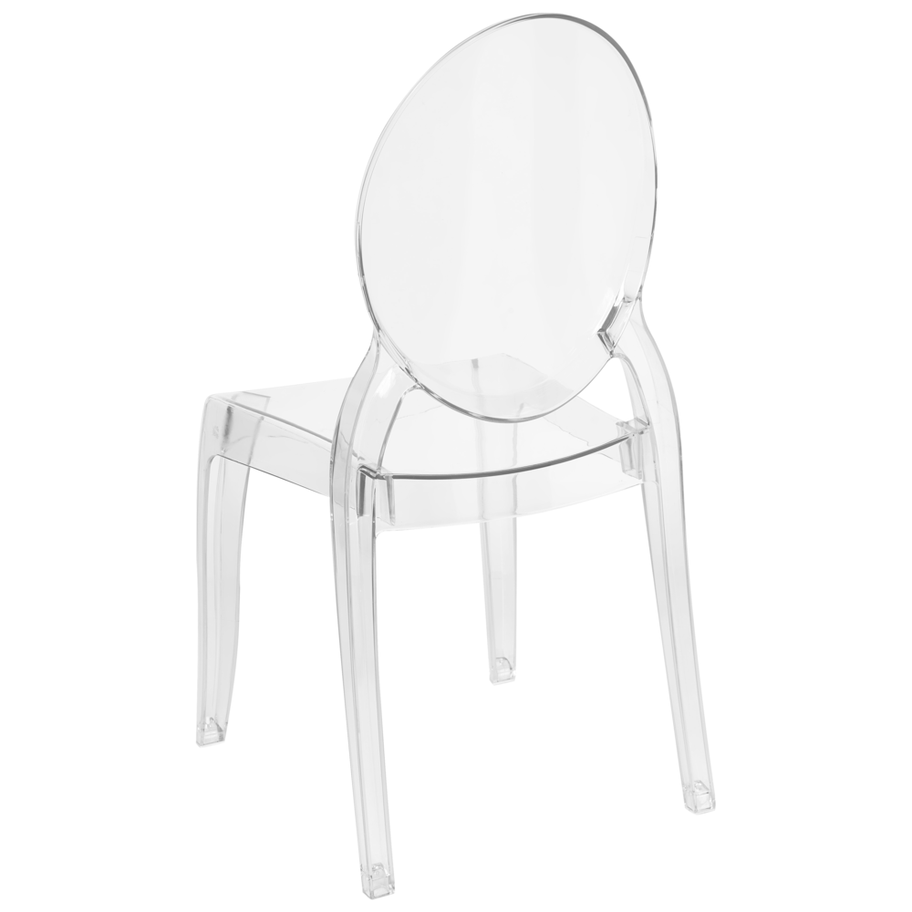 Set di 4 sedie da pranzo in materiale sintetico trasparente schienale solido impilabili design vintage moderno