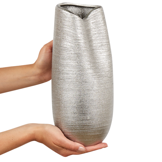 Vaso da Tavolo Decorativo Argento gres porcellanato 32 cm Glam stile moderno