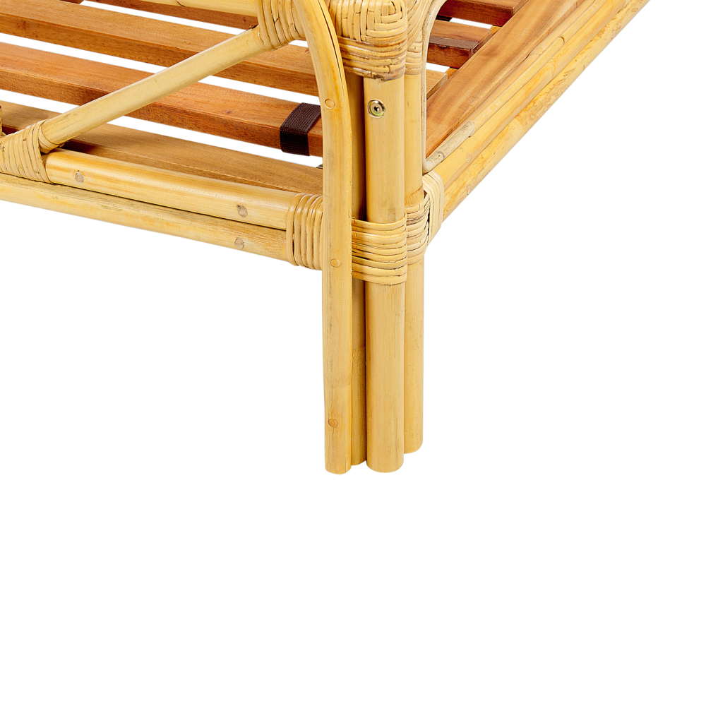 Letto matrimoniale in rattan con rete in legno chiaro  e pannello intrecciato 140 x 200 cm camera da letto stile boho