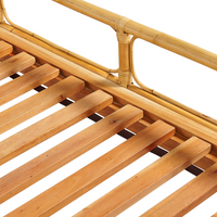 Letto matrimoniale in rattan con rete in legno chiaro e pannello intrecciato 160 x 200 cm camera da letto stile boho