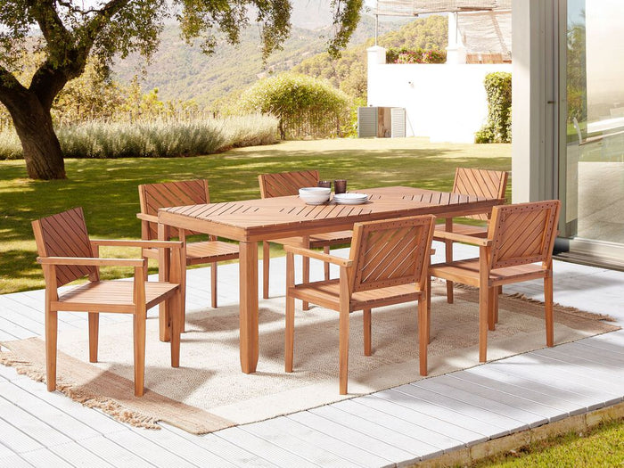 Set da pranzo da giardino con sedie per 6 persone 180 x 90 cm esterno terrazzo stile tradizionale
