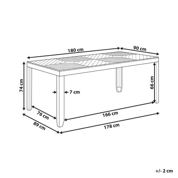 Tavolo da pranzo da giardino in legno di acacia per 6 persone 180 x 90 cm esterno terrazzo stile tradizionale