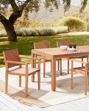 Set di 4 sedie da giardino tradizionali in legno di acacia con braccioli esterno terrazzo stile classico