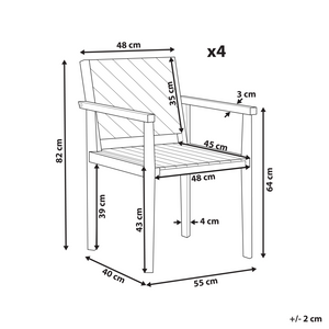 Set di 4 sedie da giardino tradizionali in legno di acacia con braccioli esterno terrazzo stile classico