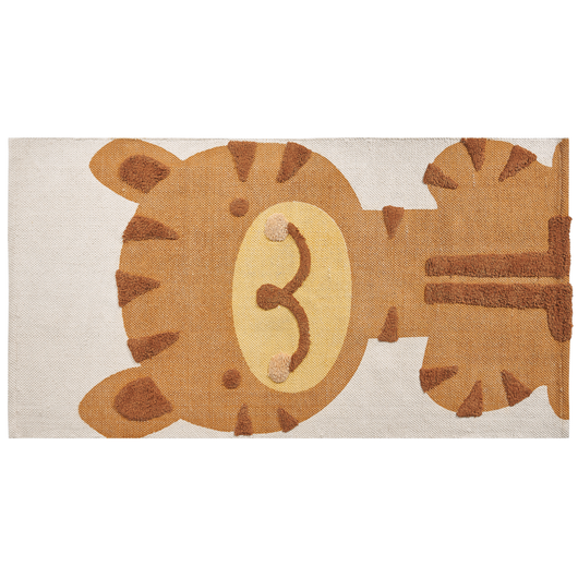 Tappeto per aree multicolore in cotone e poliestere 80 x 150 cm con stampa tigre, per la stanza dei giochi dei bambini.