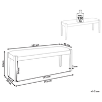 Panchina per corridoio legno chiaro  seduta imbottita  cuscino in poliestere grigio chiaro design classico retrò rettangolare