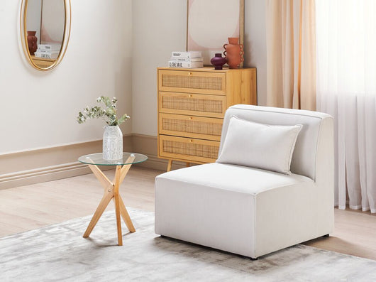 Modulo divano a 1 posto in velluto a coste bianco sporco moderno monoposto