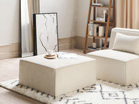 Poggiapiedi quadrato imbottito in velluto a coste beige ottomana dal design moderno