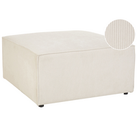 Poggiapiedi quadrato imbottito in velluto a coste beige ottomana dal design moderno