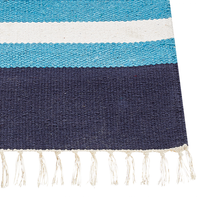 Tappeto Kilim multicolore in cotone 200 x 300 cm tessuto a mano a trama piatta reversibile con motivi geometrici e frange, tradizionale Boho, per il soggiorno e la camera da letto.