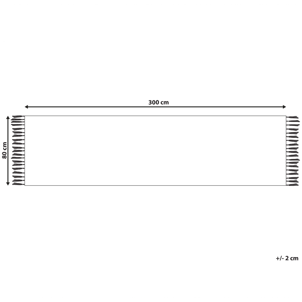 Tappeto Kilim multicolore in cotone 80 x 300 cm tessuto a mano a trama piatta reversibile con motivi geometrici e frange, tradizionale Boho, per il soggiorno e la camera da letto.